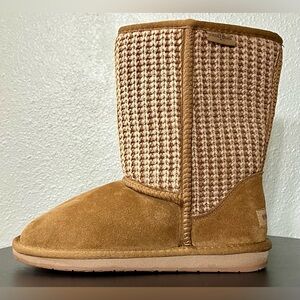 NEW Minnetonka Forsyth Knit Shaft Boots Suede Sheepskin Fur Cozy Outdoor Winter